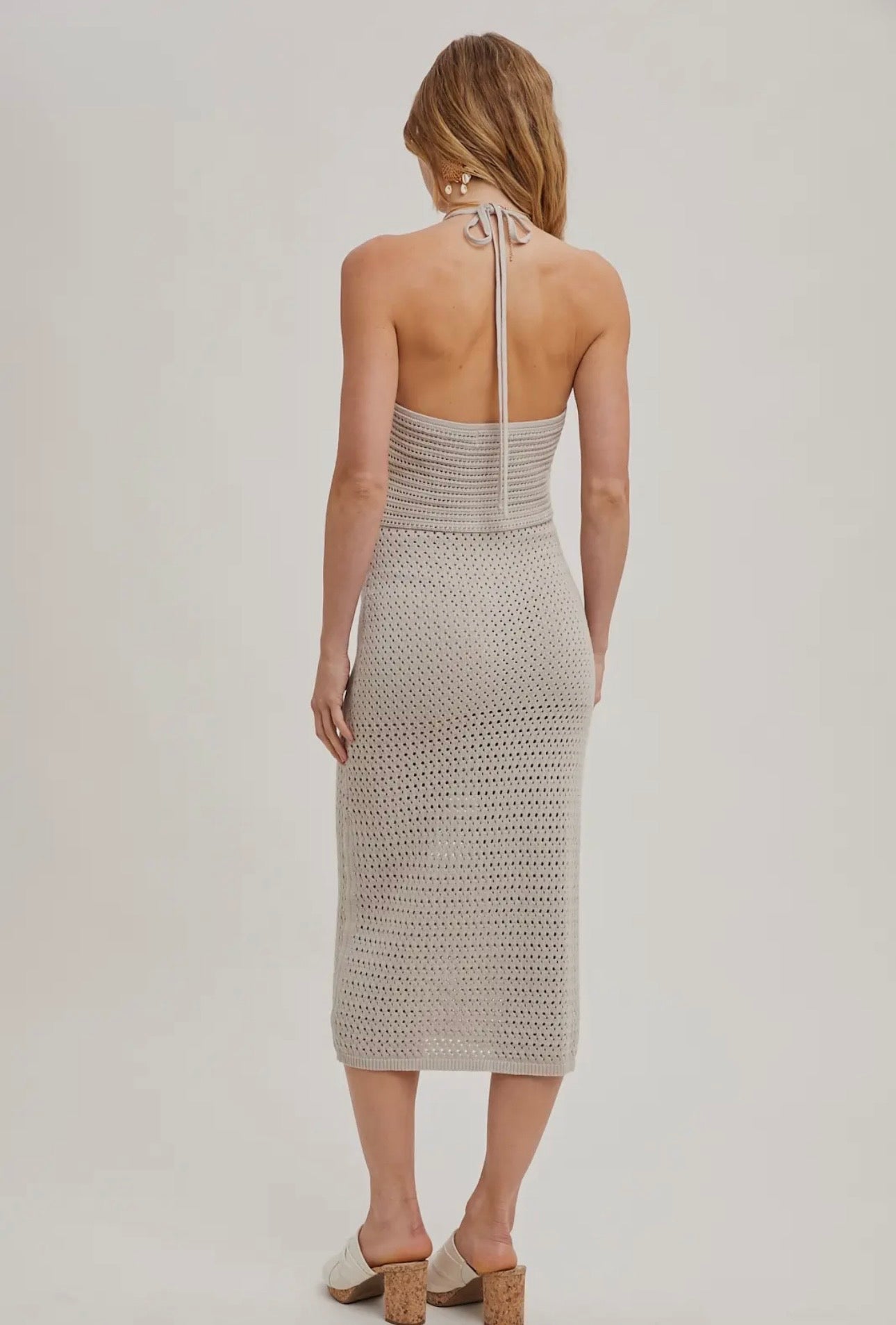 Crochet Knit Halter Dress