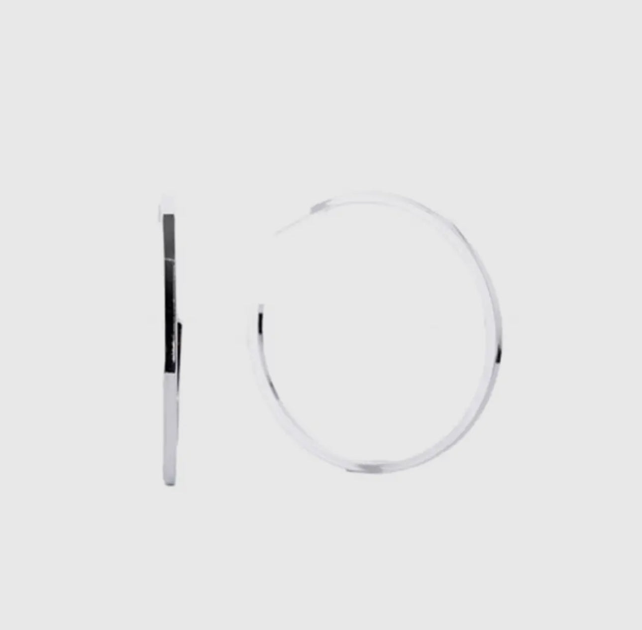 14K White Gold Dipped Square Hoop Earring