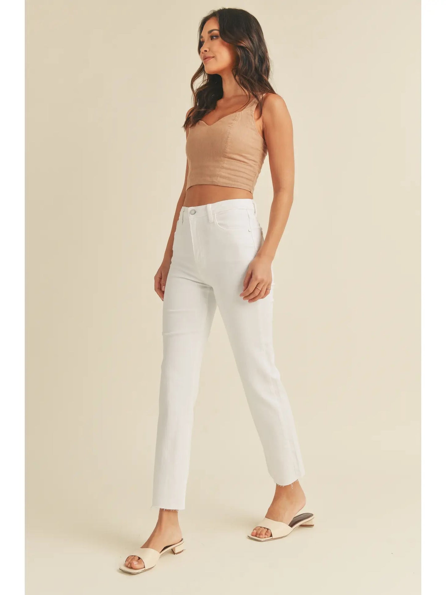 Just Black Denim - High Rise Straight Leg White Denim