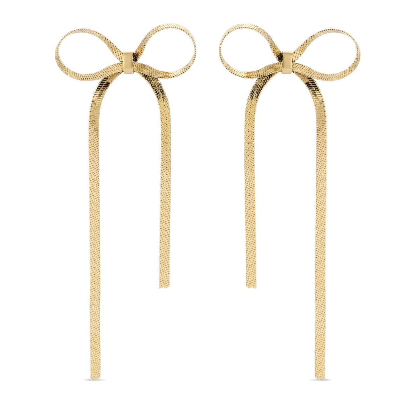 Chain Bow 18k Gold Dipped Earrings
