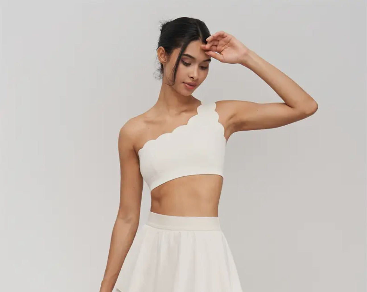 Scalloped One Shoulder Sports Bra