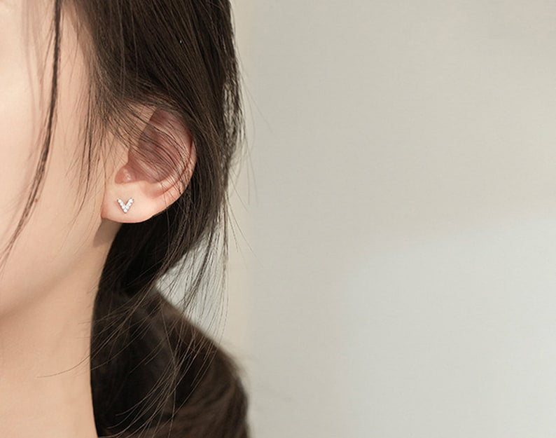 Dainty Pave V Earrings