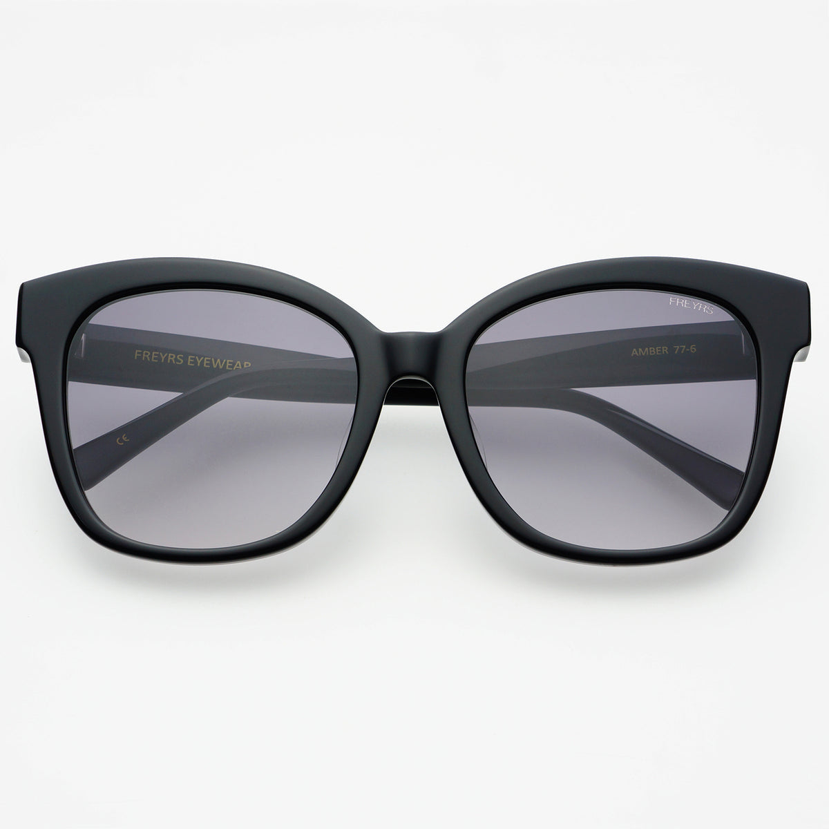 Freyrs Sunglasses - Amber Semi Cat Eye - Black