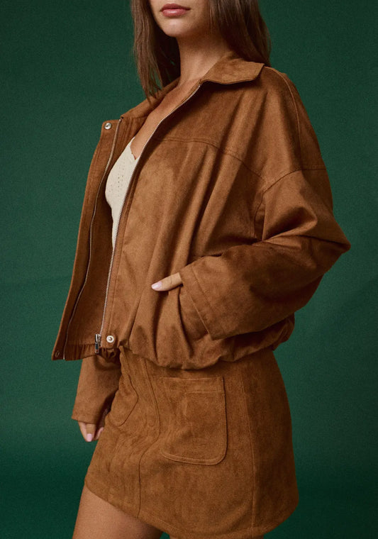 Suede Bubble Hem Jacket