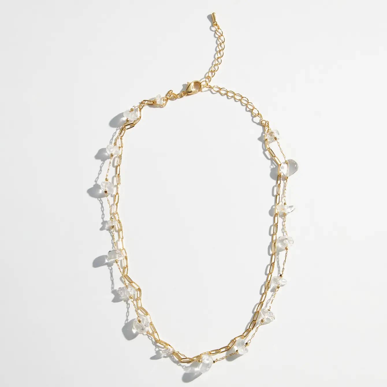 Gold Dipped Natural Stone Beaded Layered Necklace