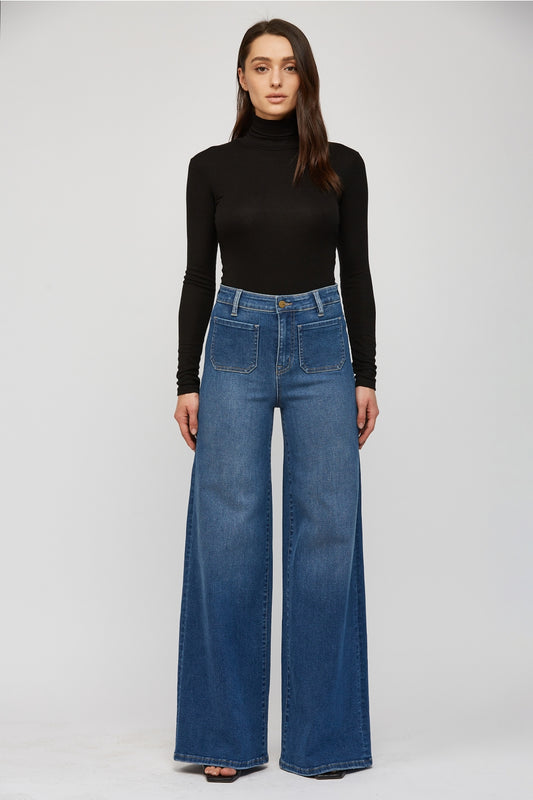 Mica Front Pocket Wide Leg Jeans