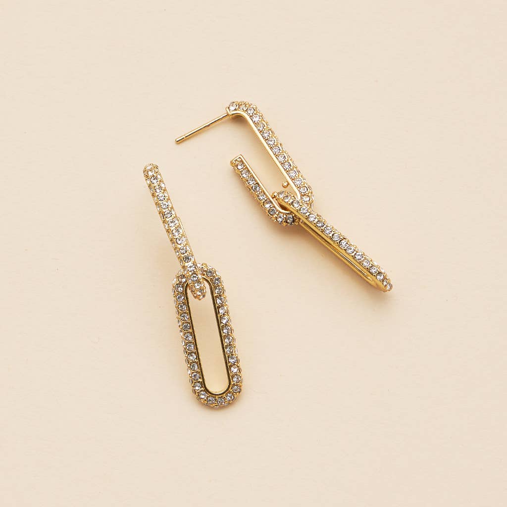 Gold Pave’ Chain Link 18k Dipped Earrings