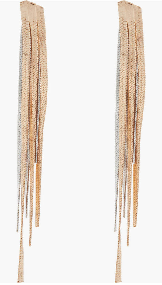 The Lainey Metallic Fringe Earring - Silver and Gold