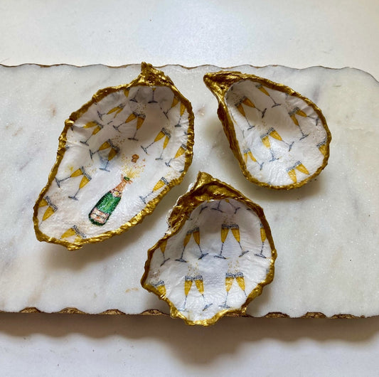 Champagne Pop Oyster Shell Jewelry Dish