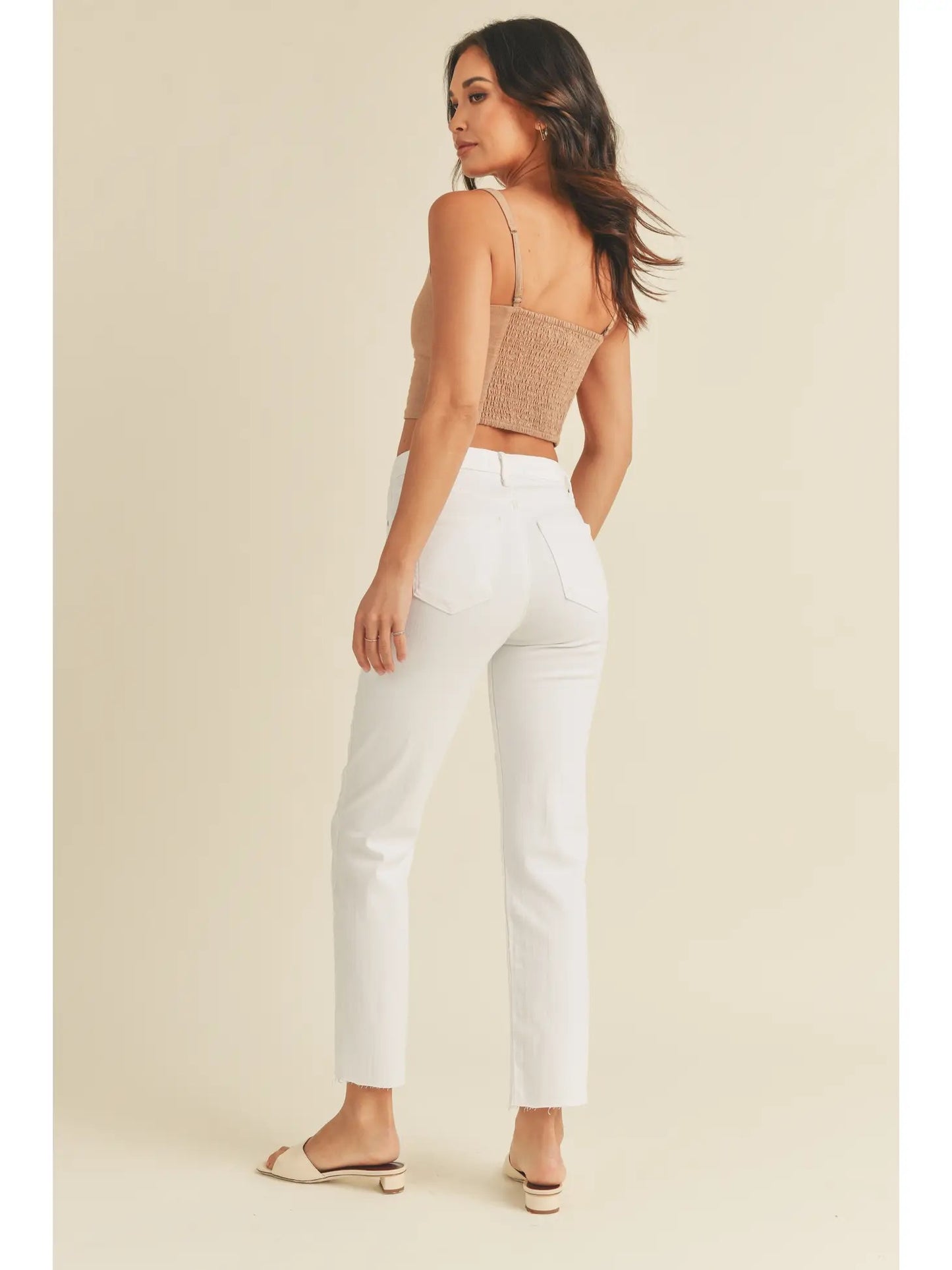 Just Black Denim - High Rise Straight Leg White Denim