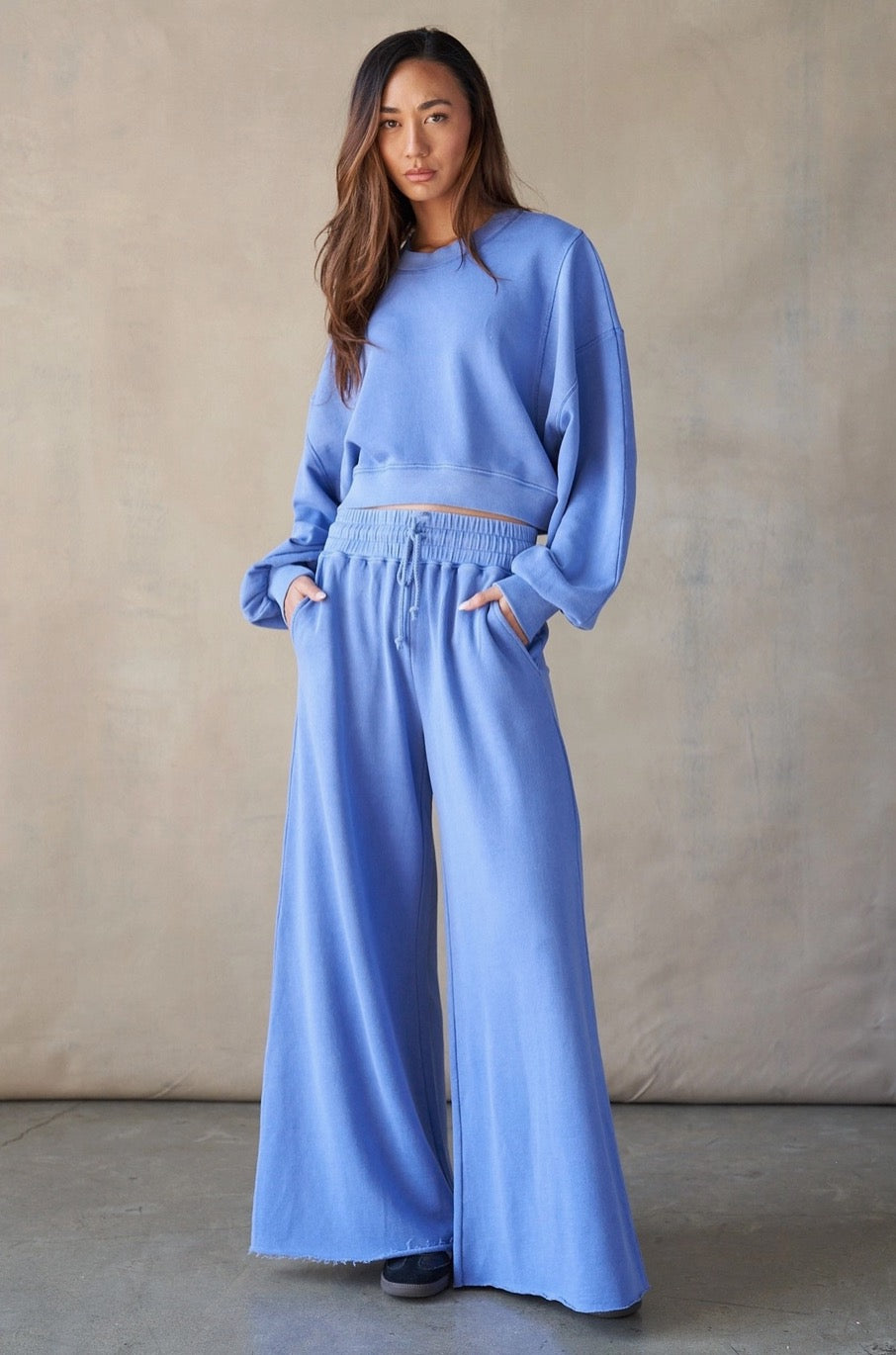 Wide Leg Oversized Sweatpants - Vintage Blue