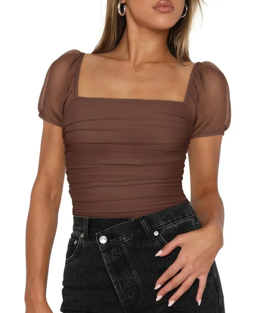 The Belle Cap Sleeve Bodysuit - Mocha