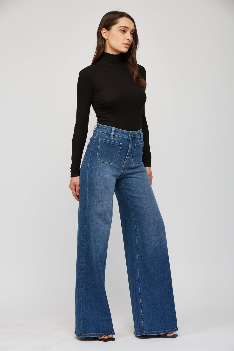 Mica Front Pocket Wide Leg Jeans