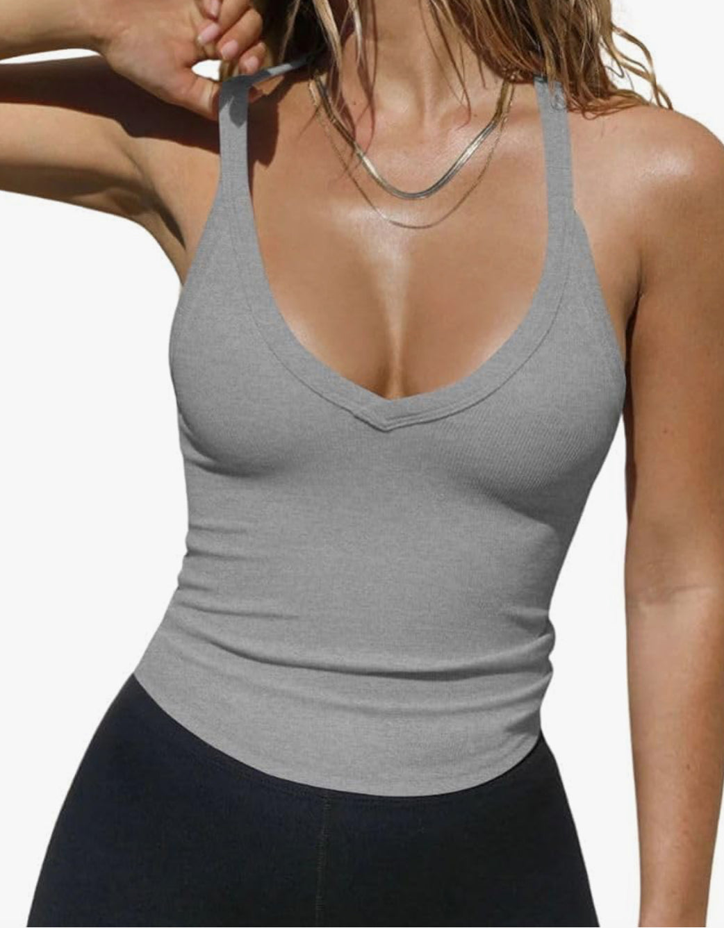 The Tinsley Semi-Cropped Racerback Tank - Gray