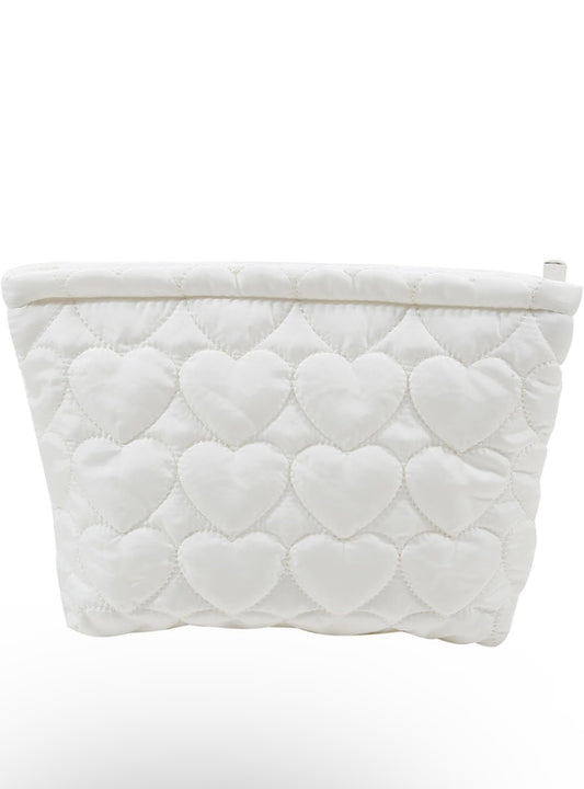 White Heart Cosmetic/Organizer Pouch