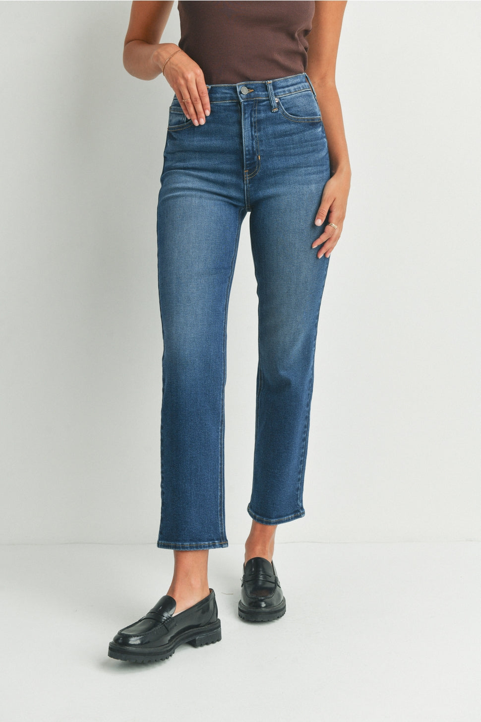 Just Black Denim - High Rise Straight Leg Dark Wash