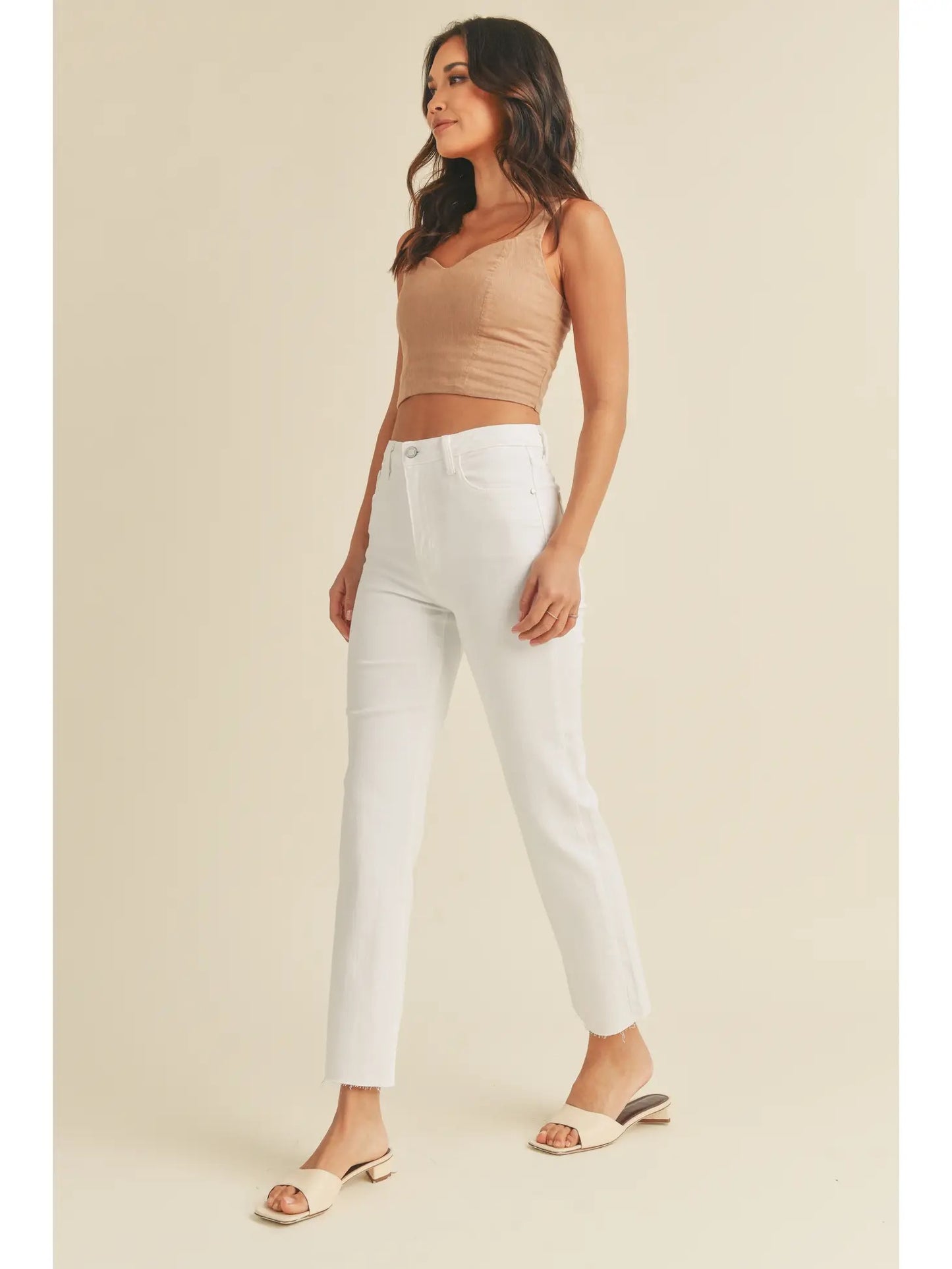 Just Black Denim - High Rise Straight Leg White Denim