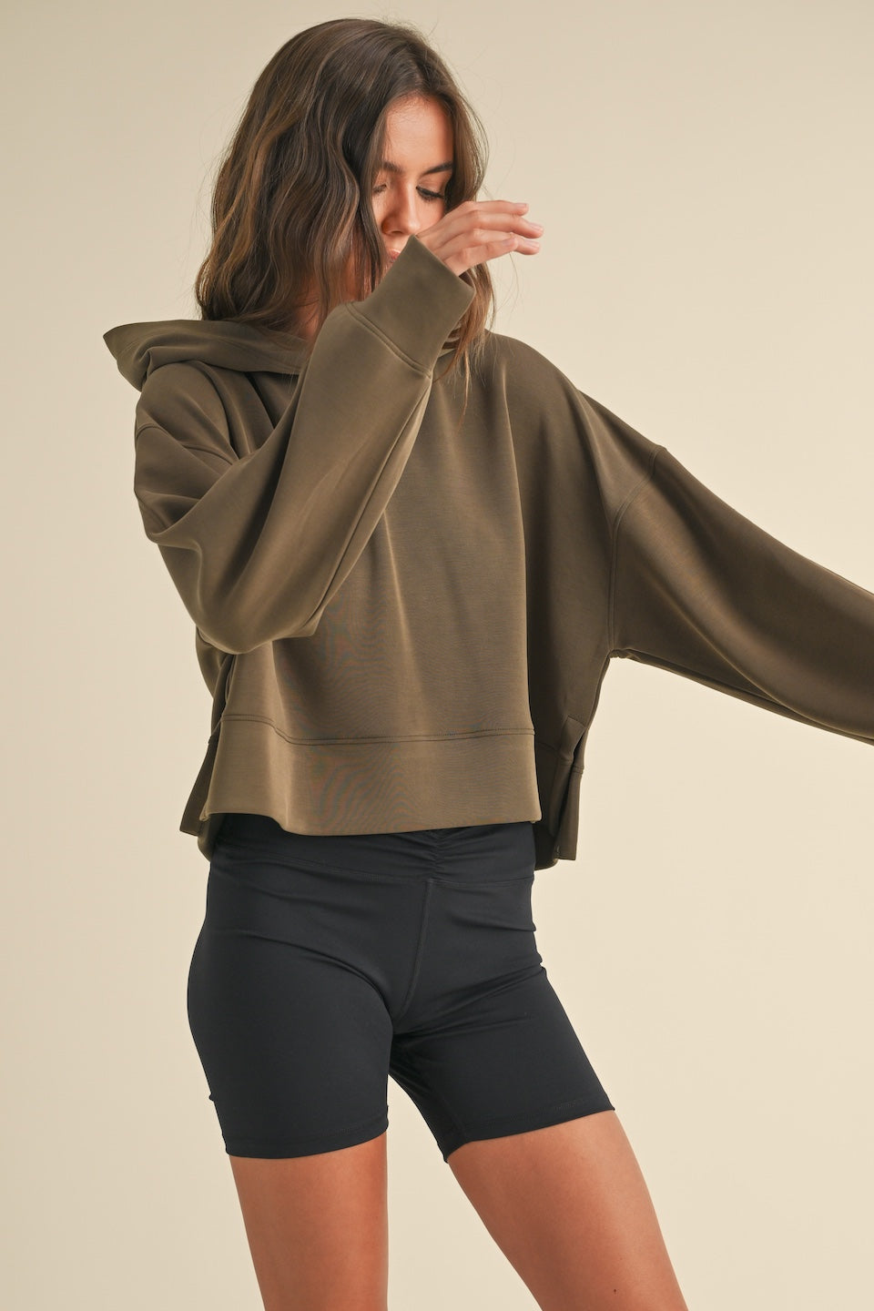 Super Soft Air Scuba Oversized Crop Hoodie