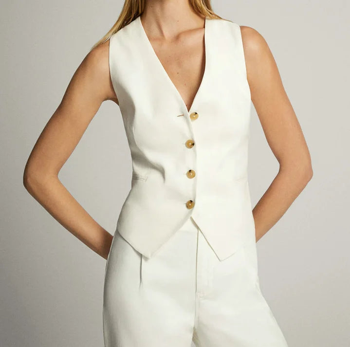 The Kendall Tailored Vest - Cream