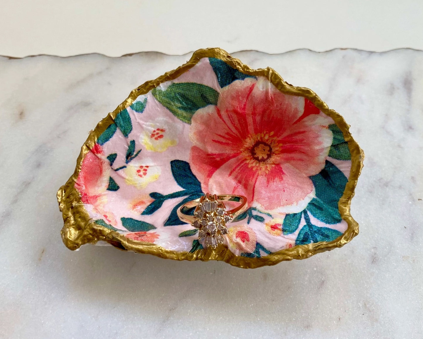 Peony Oyster Shell Jewelry Dish