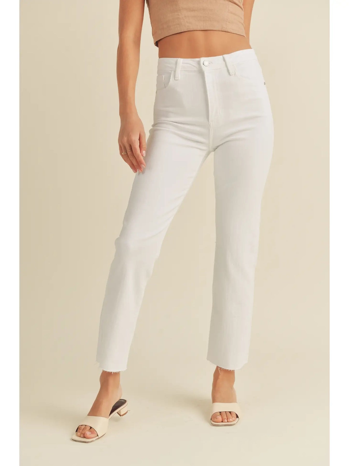 Just Black Denim - High Rise Straight Leg White Denim