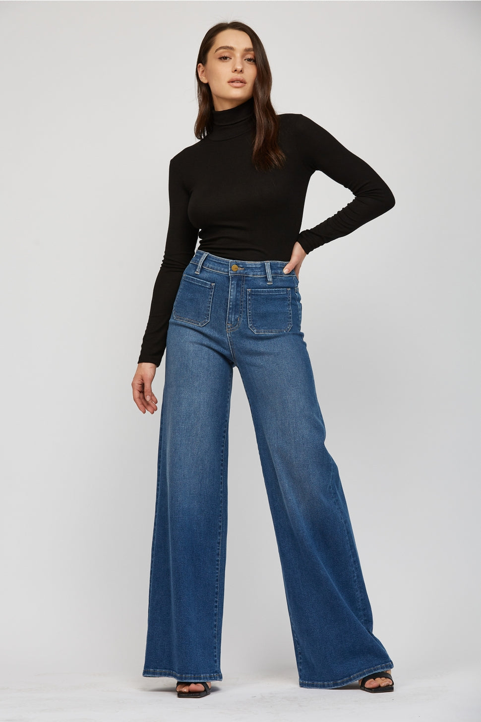 Mica Front Pocket Wide Leg Jeans