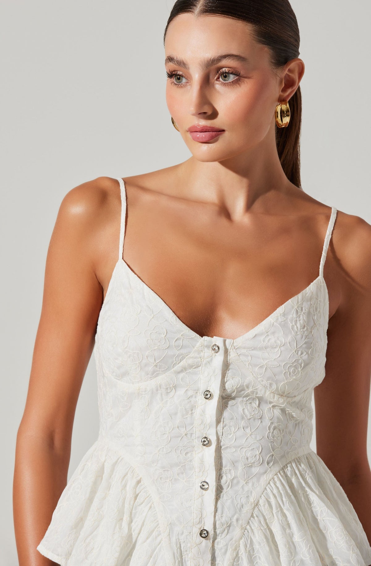 ASTR the Label Emmy Embellished Peplum Top