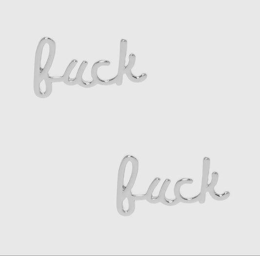 White Gold Dipped F*<K Earrings