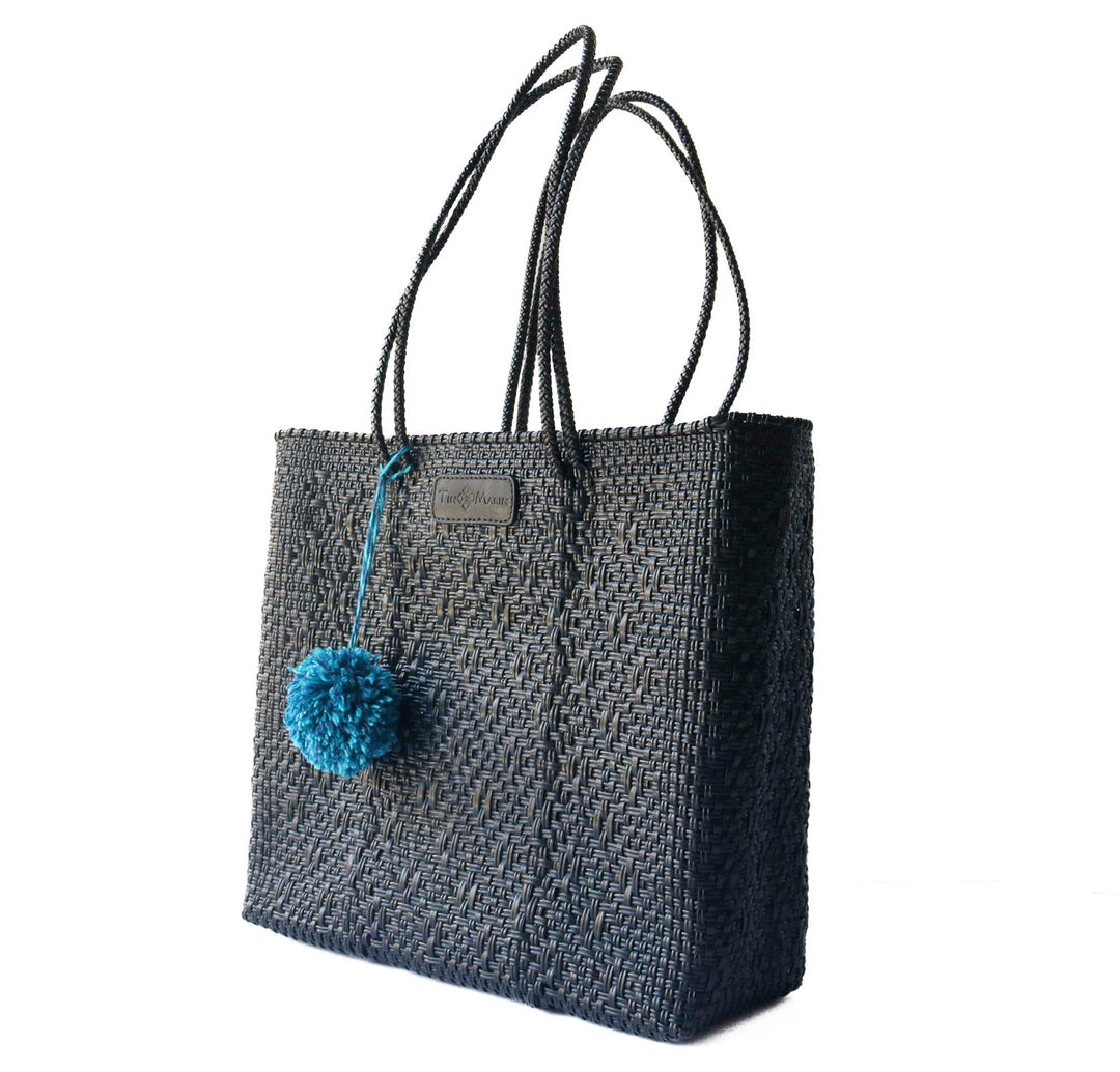 Tin Marin All Black Woven Super Tote