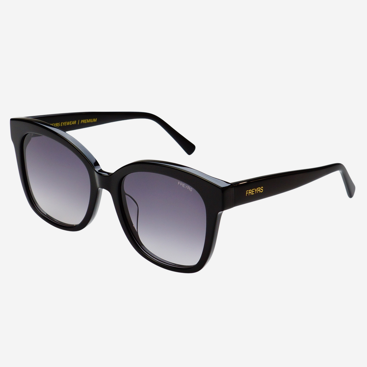 Freyrs Sunglasses - Amber Semi Cat Eye - Black