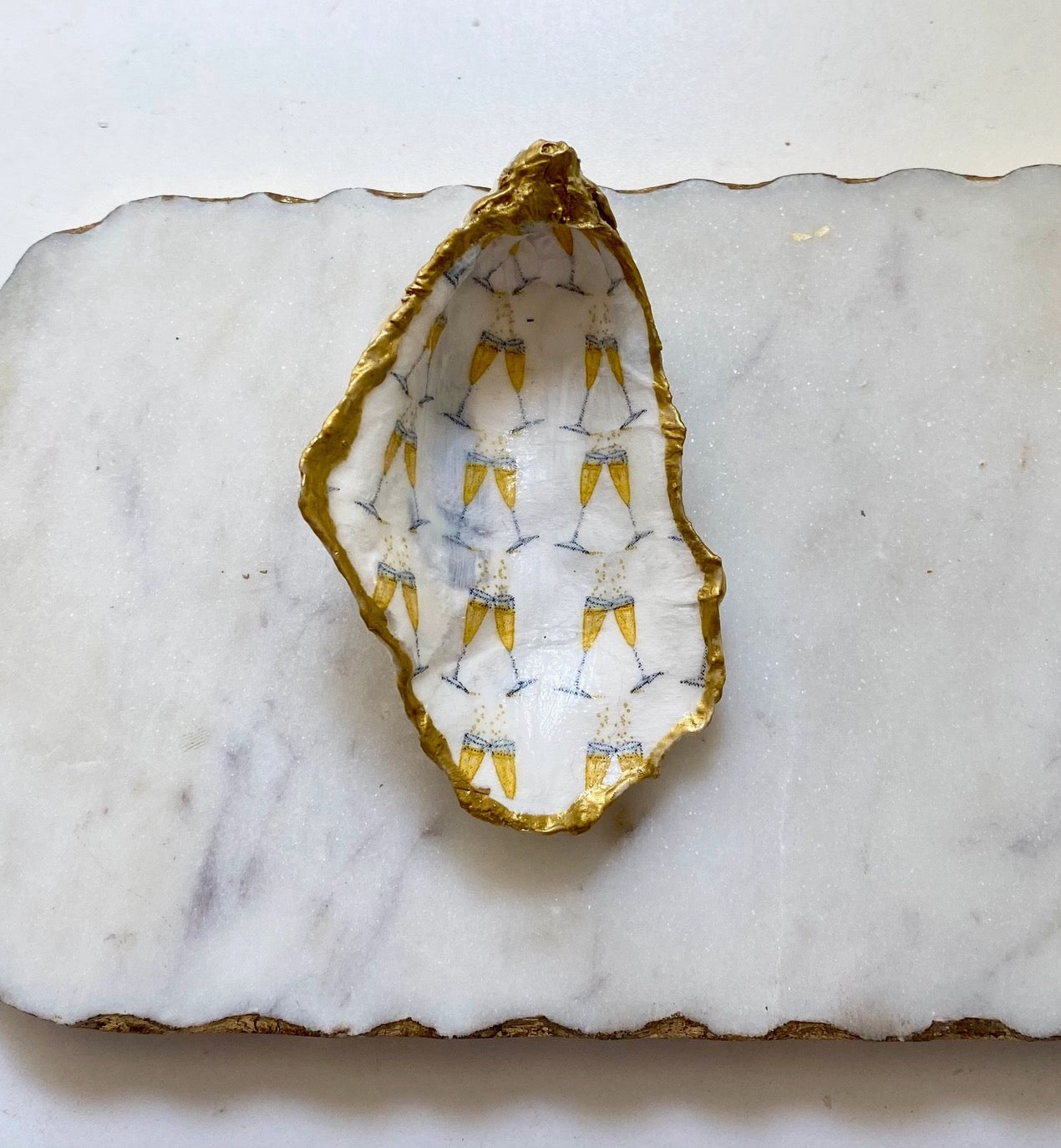 Champagne Pop Oyster Shell Jewelry Dish