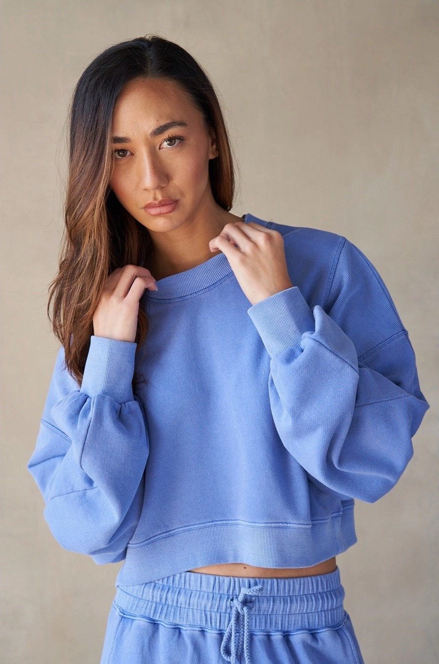 Semi Cropped Sweatshirt - Vintage Blue