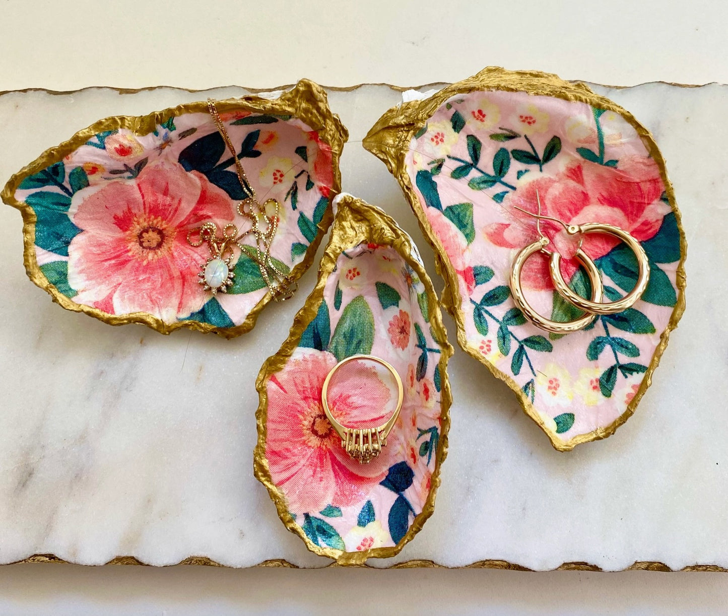 Peony Oyster Shell Jewelry Dish