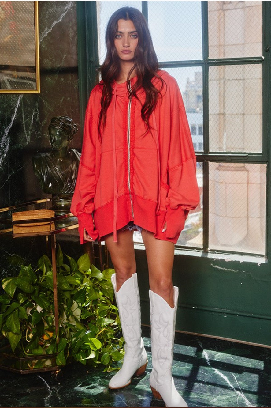 The Laguna Hoodie - Poppy Red