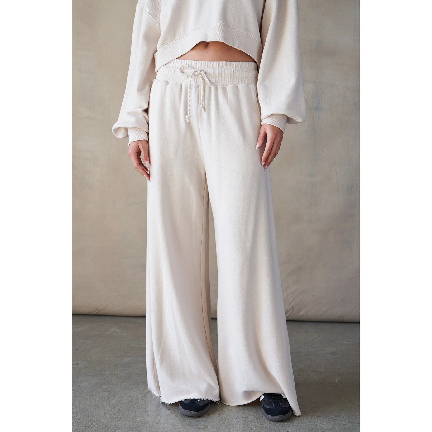 Wide-Leg Oversized Sweatpants - Butter