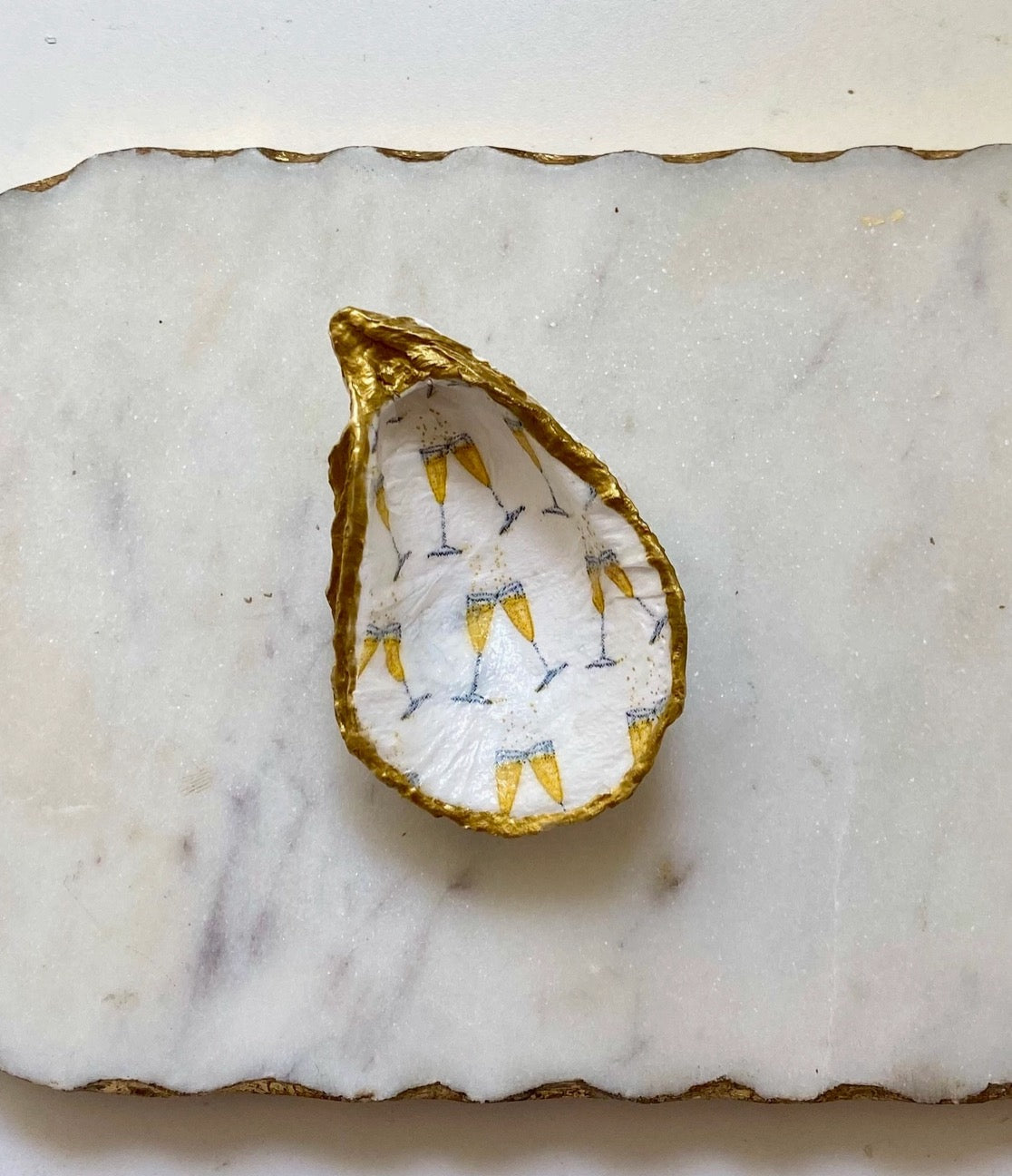 Champagne Pop Oyster Shell Jewelry Dish