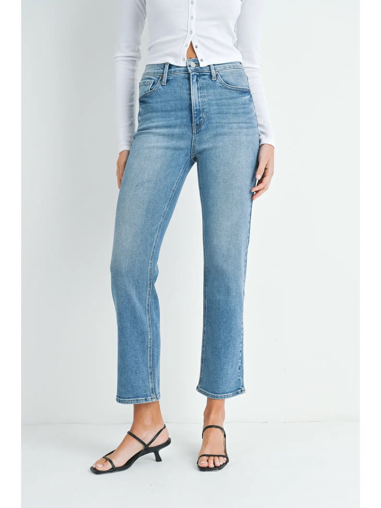 Just Black Denim - High Rise Straight Leg Medium Wash