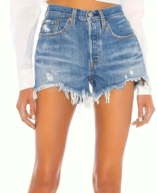 The Daisy Raw Hem Denim Shorts