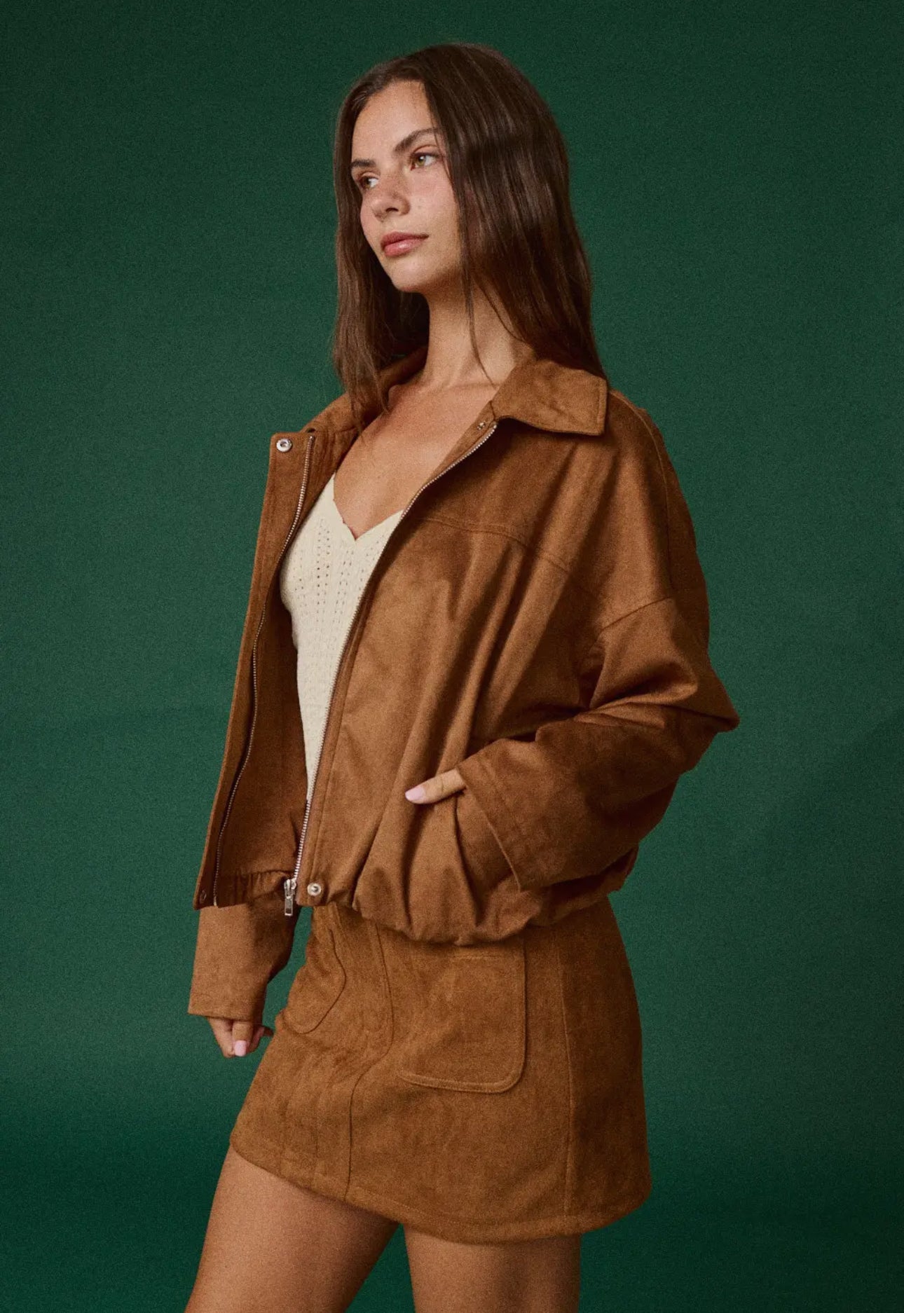 Suede Bubble Hem Jacket