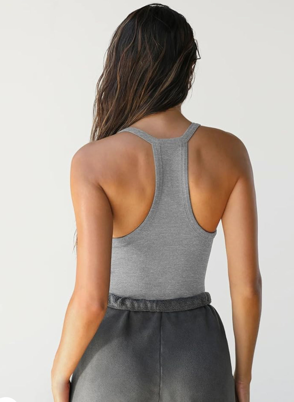 The Tinsley Semi-Cropped Racerback Tank - Gray