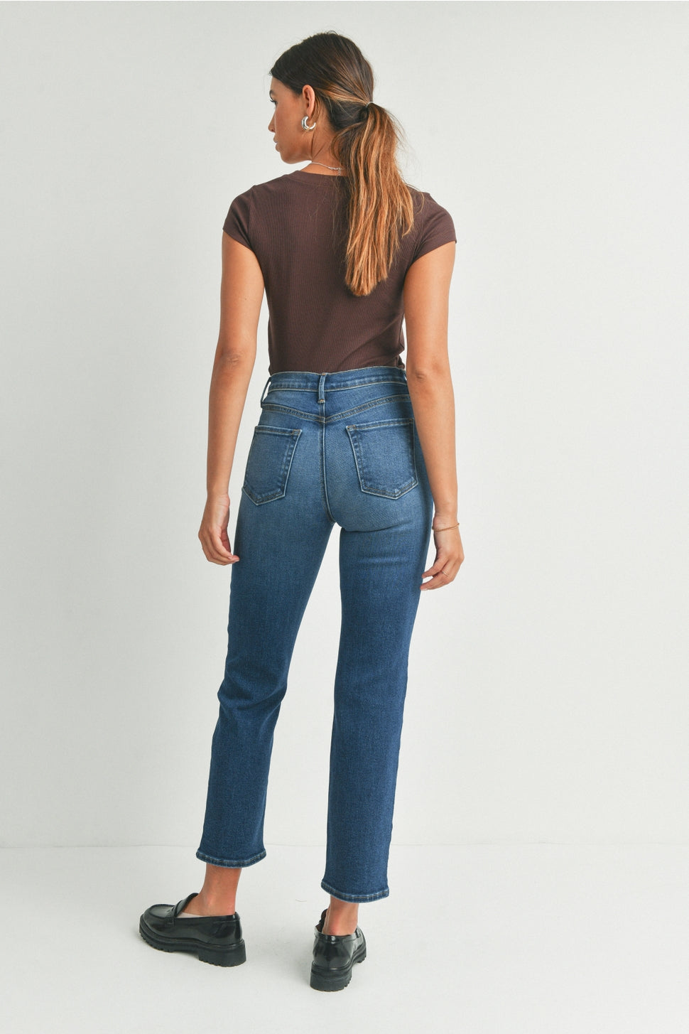 Just Black Denim - High Rise Straight Leg Dark Wash