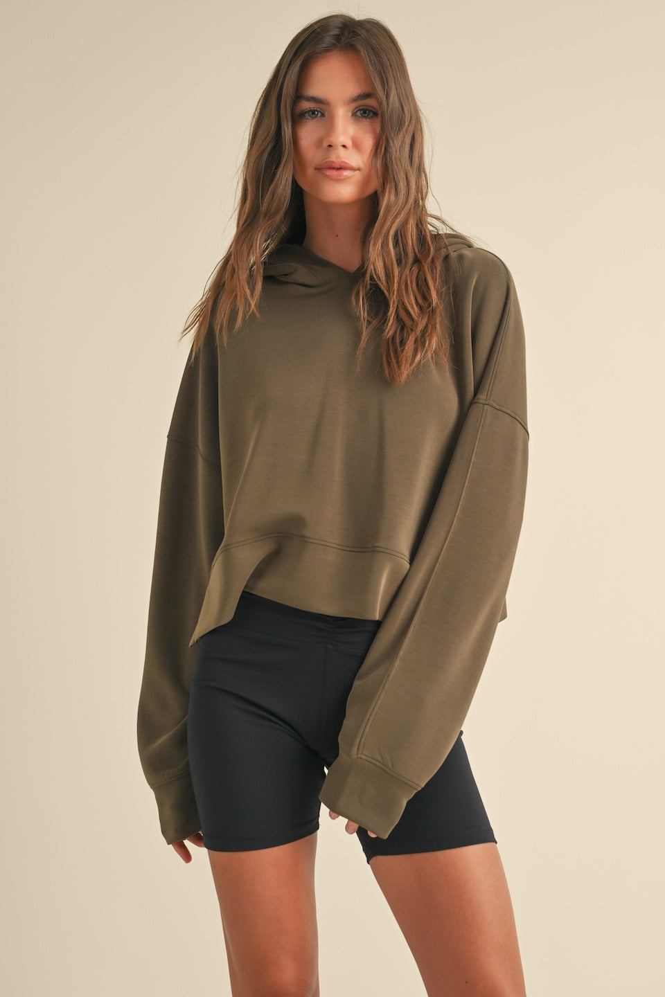 Super Soft Air Scuba Oversized Crop Hoodie