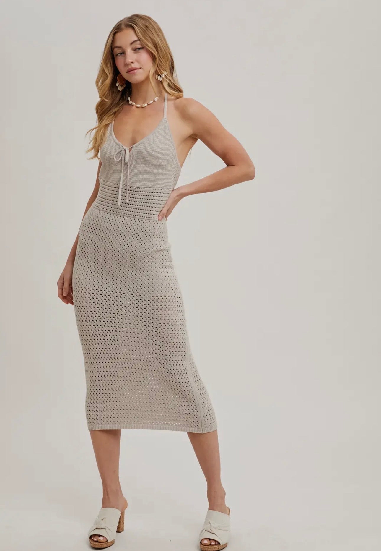 Crochet Knit Halter Dress