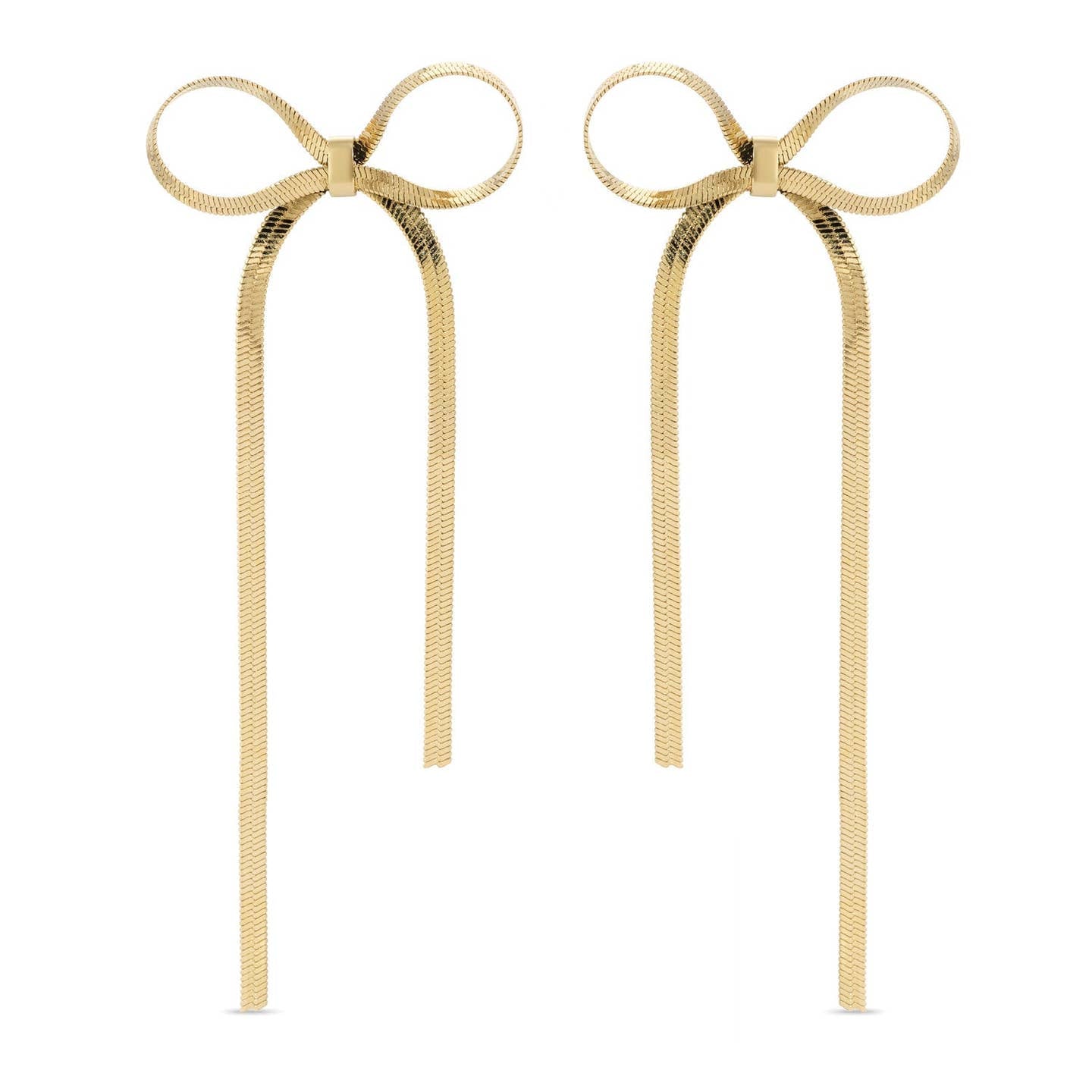 Chain Bow 18k Gold Dipped Earrings