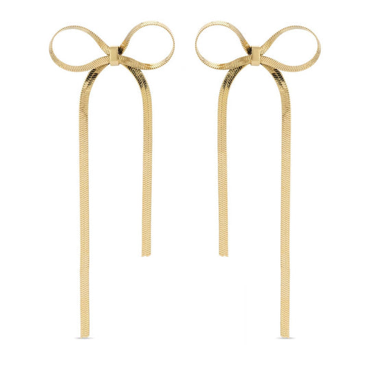 Chain Bow 18k Gold Dipped Earrings