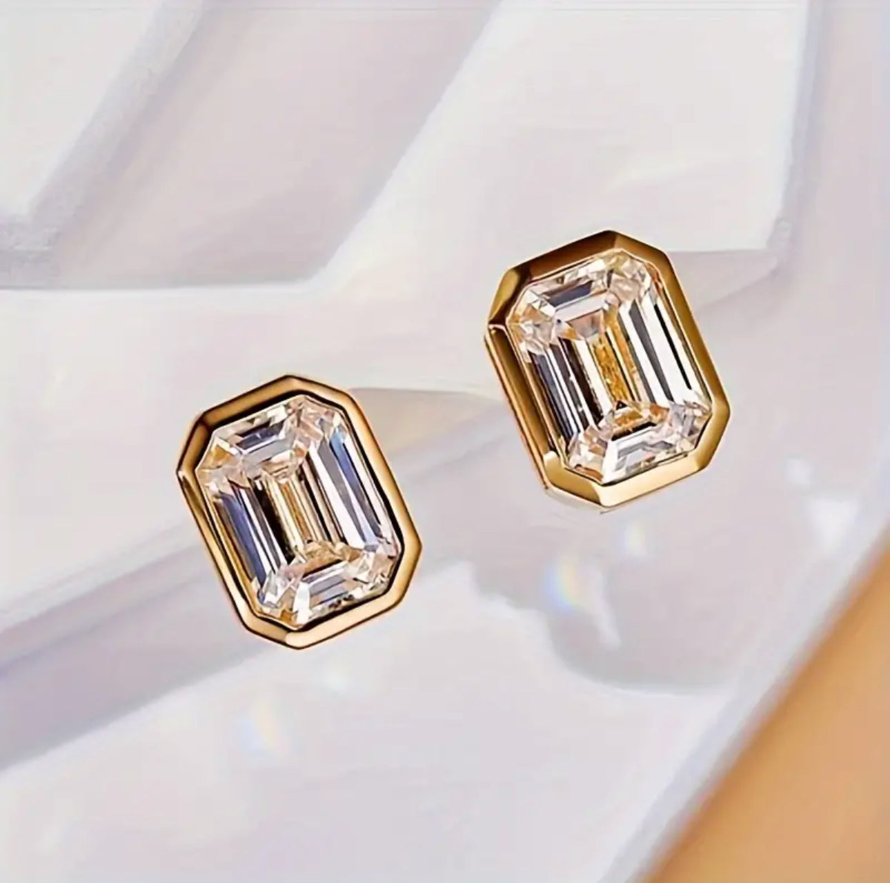 Geometric Stud Earrings 18k Gold Plated