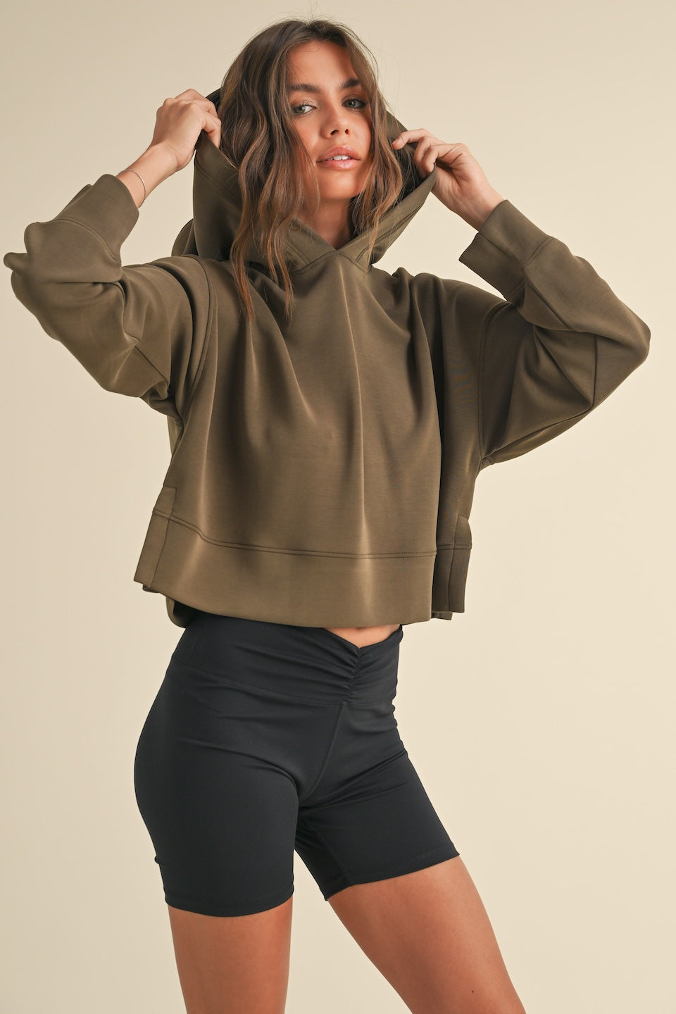 Super Soft Air Scuba Oversized Crop Hoodie