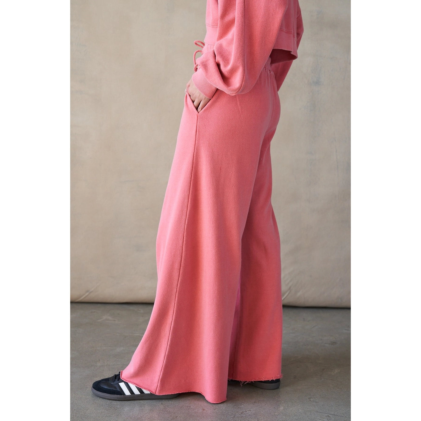 Wide Leg Oversized Sweatpants - Pink Tomato