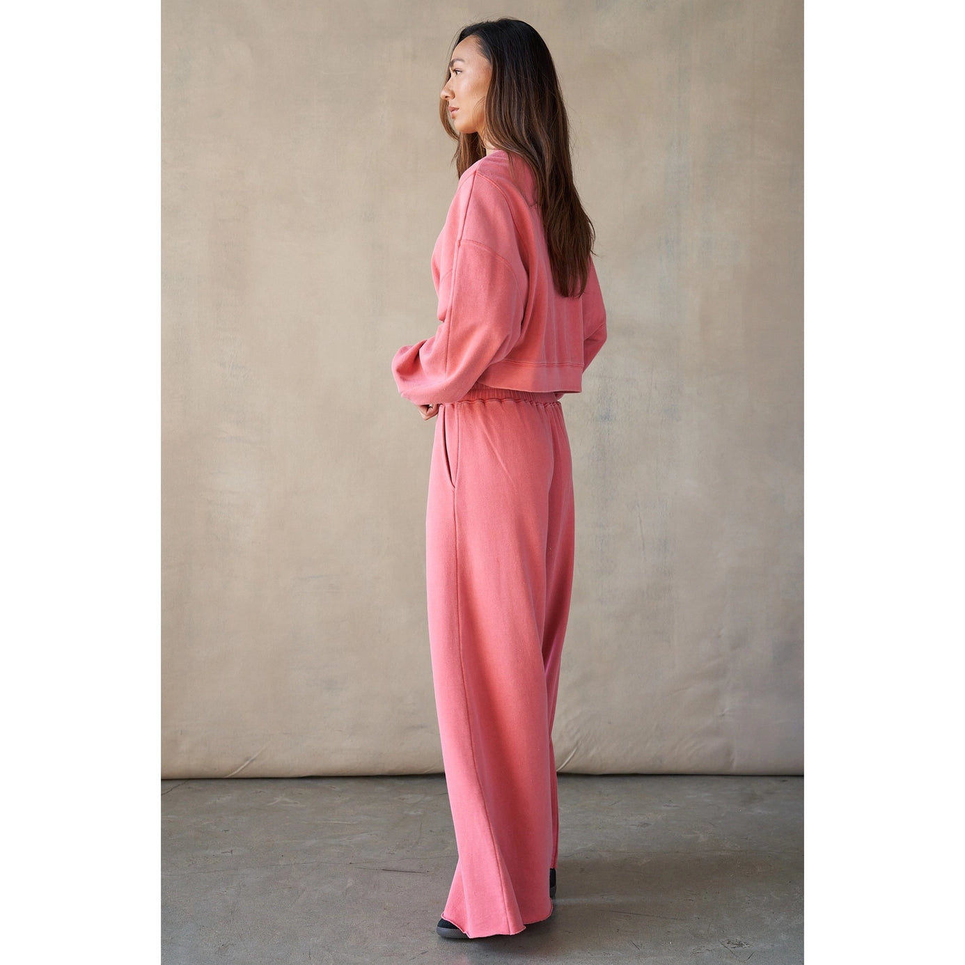 Wide Leg Oversized Sweatpants - Pink Tomato