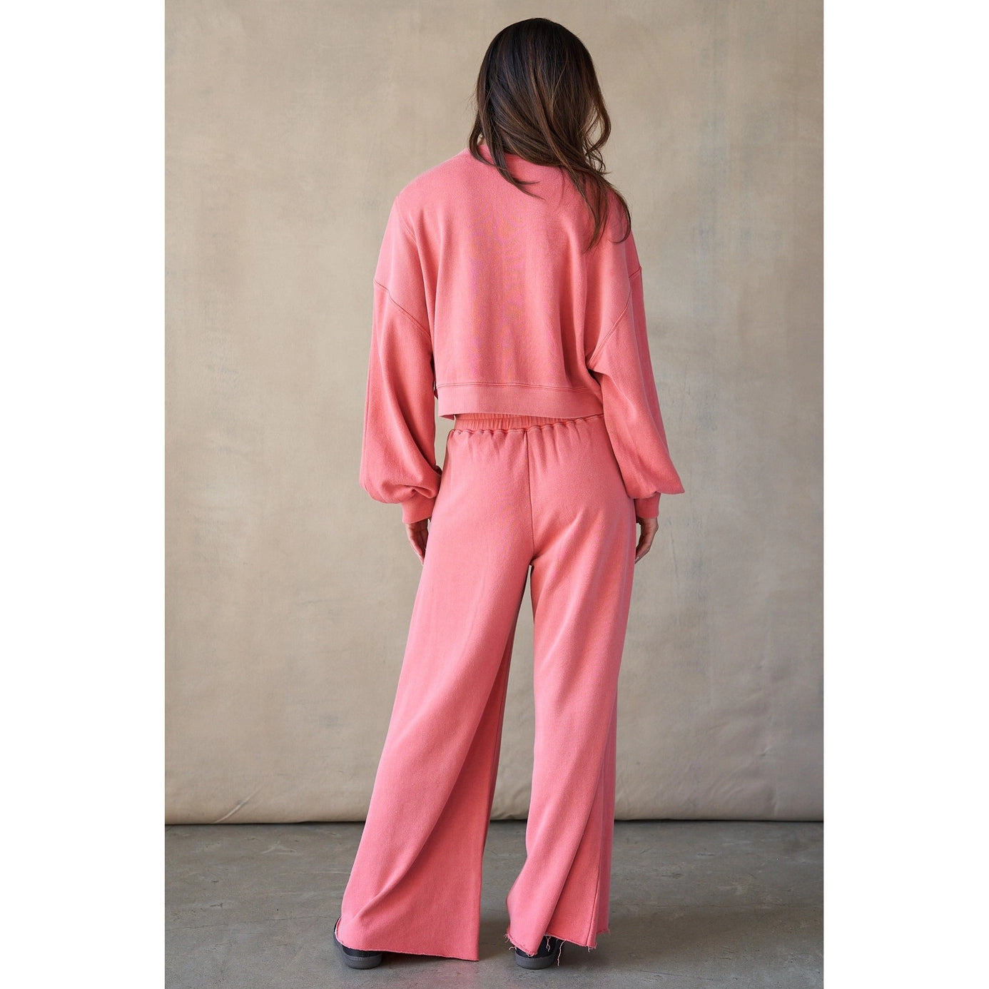 Wide Leg Oversized Sweatpants - Pink Tomato